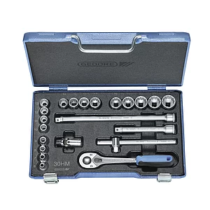 GEDORE Steckschlüssel-Satz D30HMU-3 3/8"vierkant mit Umschaltknarre 22-teilig
