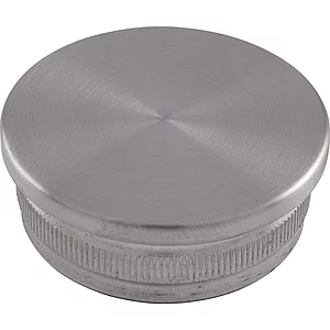 ECONOMY Rändelkappe flach hohl, Rohr ø 42,4 x 2 mm,Edelstahl geschliffen V2A