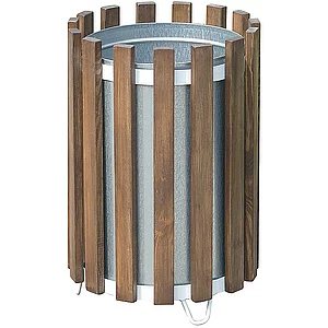 Abfallbehälter rund Holz mit Blecheinlage 45 Liter