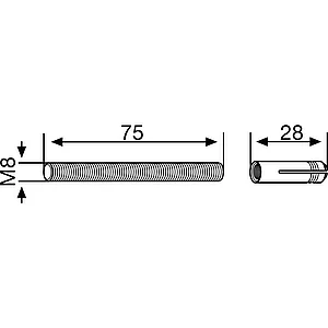 DORMA-Glas Gewindestift für PT 30, M 8 mit Dübel, Stahl verzinkt (03.134)
