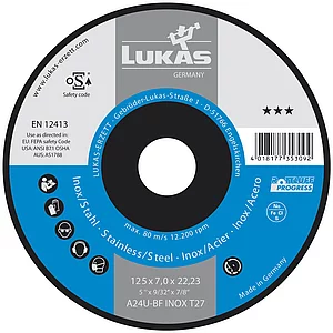 LUKAS Schruppscheibe Progress***gekröpft ø 125 x 7 x 22,23 mm rostfreier Stahl