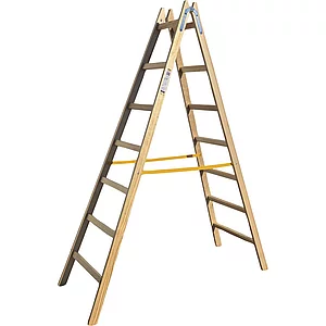 JUST Holz Stehleiter Sprossen=7 Länge=2,26 m mit Gurt