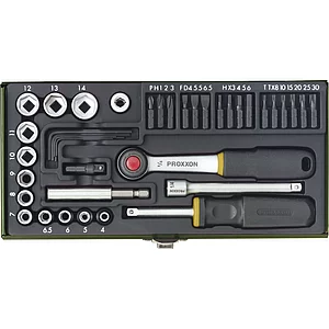 PROXXON Steckschlüssel-Satz 1/4"vierkant mit Umschaltknarre 39-teilig