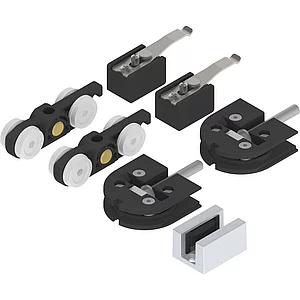 SOLIDO 100 Beschlagset Glas Punktbefestigung 12-12,76 mm Führung silber eloxiert