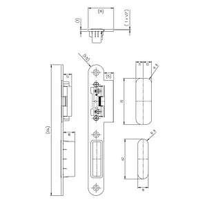 KFV Lappenschließblech 8050 mit AT-Stück 115, 204 x 24 x 3mm, rechts, Edelstahl
