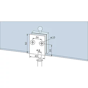 DORMA-Glas Feststellriegel 12.315 mit Bodenbuchse für 10 mm Glas,silber eloxiert