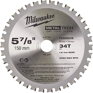 MILWAUKEE HM-Kreissägeblatt ø 150 x 1.6 x 20 Zähne 34