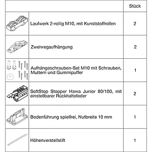 HAWA Junior 100/Z Beschlagset Holz SoftStop (30237)