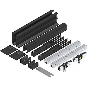 SOLIDO 100 Beschlagset Glas Einzugsdämpfung Laufschiene Blende L=2500 mm schwarz