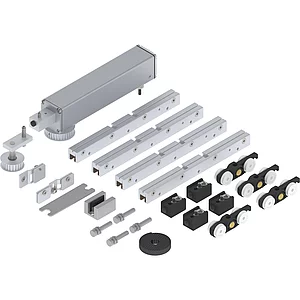SOLIDO ECO Schiebetürantriebset 2-flg. für Glas ESG/VSG 8-10,76mm je 80kg silber