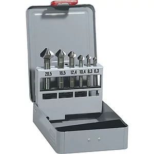 MAYKESTAG Kegelsenker-Satz DIN335C Z=3 HSS ungleiche Schneide 6-tlg.