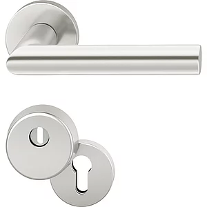 FSB Haustürdrückergarnitur 12 1076 mit Kernziehschutz, Aluminium silber eloxiert