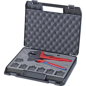 KNIPEX Crimp-Systemzange 9743200 im Kunststoffkoffer, 2K-Griff, L=200 mm