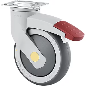 TENTE Lenkrolle TPE mit nachlaufendem Totalfesteller Plattenbefestigung 125 mm