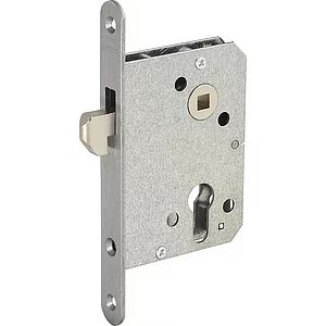 Schiebetürschloss mit Hakenriegel, PZW, DM 55, VK 8 mm, rund, Edelstahl