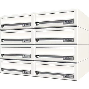 JU Hausbrieffachanlage 8-teilig, 600 x 440 x 380 mm, Stahl weiß RAL 9016