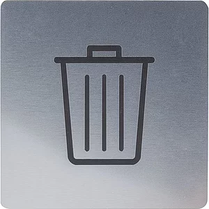 Symbol Müllraum selbstklebend, 100 x 100 mm, Kunststoff Edelstahl-Effekt