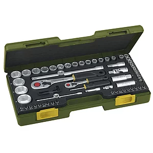 PROXXON Steckschlüssel-Satz 1/4"+1/2"vierkant mit Umschaltknarre 65-teilig