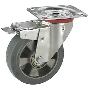 DÖRNER + HELMER Lenkrolle Elastik Alufelge 125 mm 180 kg Feststeller