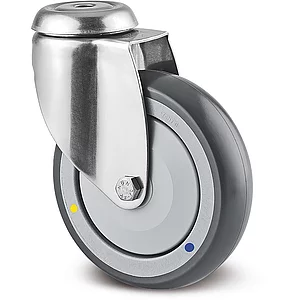 TENTE Lenkrolle PUR/Edelstahl Fadenschutz Anschraubloch 100 mm 13 mm