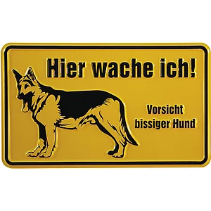 Hinweisschild Hier wache ich! Vorsicht bissiger Hund 200 x 120 mm