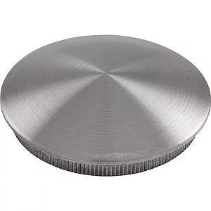 ECONOMY Rändelkappe gewölbt massiv, Rohr ø 42,4 x 2 ,Edelstahl geschliffen V2A