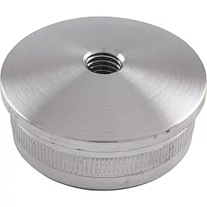 ECONOMY Rändelkappe gewölbt hohl, Rohr 42,4 x 2 ,Edelstahl geschliffen V2A, M8