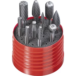 LUKAS HM-Frässtift-Satz mit Z7-Kreuzverzahnung 10-teilig