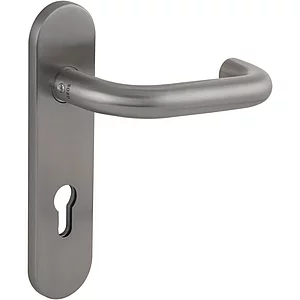 Drückerlochteil 1754 mit Kurzschild außen PZ 88 mm, rund, Edelstahl satiniert