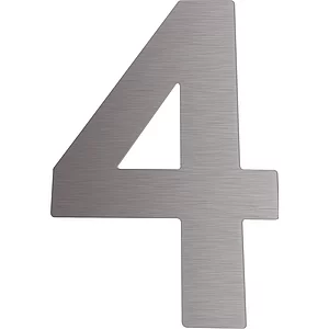Hausnummer 4 - Höhe 120 mm, mit 2 Gewindenocken M5, Edelstahl