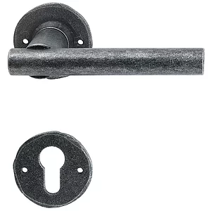 HALCÖ FH-Drückergarnitur IMST - auf Rosette PZ, TS-50, schwarz passiviert