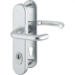 SH-Drückergarnitur PARIS-auf Schild PZ92, SST, 77-87, mit Kzs., silber