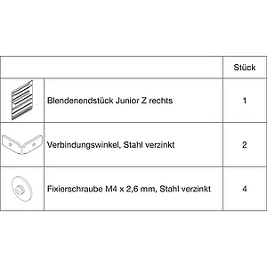 HAWA Junior 100/Z Abdeckkappen-Set zu Clipblende 66 mm rechts silber (30144)