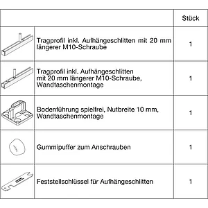 HAWA Junior 100/B-Pocket Grundbeschlagset Holz Tragschraube 20 mm länger