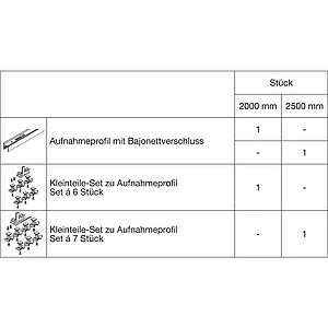 HAWA-Junior 40 Pocket Montageset Wandtasche L=2500 mm Alu farblos eloxiert