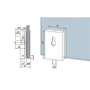 DORMA-Glas Überschubschloss SG,PZ vorgerichtet,2-tourig,Glas 10mm,silber(05.106)