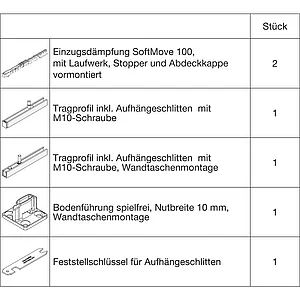 HAWA Junior 100/B-Pocket Beschlagset Holz SoftMove (30255)