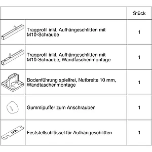 HAWA Junior 100/B-Pocket Grundbeschlagset Holz ohne Laufwerk (30154)