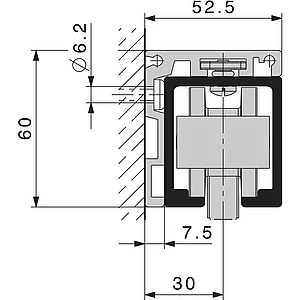 HAWA Junior 120 Holz/Glas Winkelprofil Wandmontage auf Maß silber