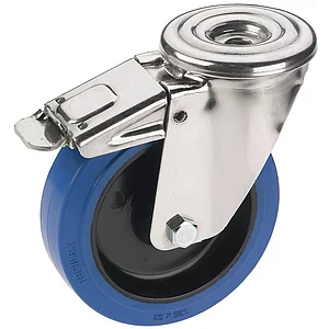 DÖRNER + HELMER Lenkrolle Elastik blau Rückenloch 160 mm 300 kg Feststeller