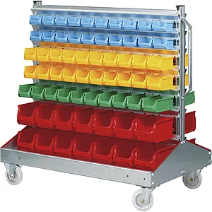 ALLIT Fahrregal ProfiPlus 1200 x 730 x 1160 mm mit 128 Sichtlagerkästen