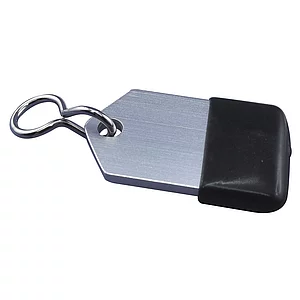 Hotelschlüsselanhänger - flach, 50 mm, mit Gummi, Aluminium silber eloxiert