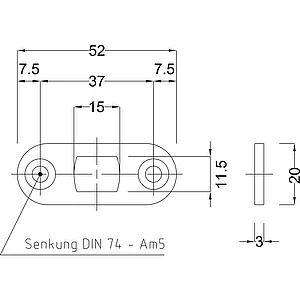 BMH Stangenschließblech 1143, 52 x 20 x 3 mm rund, Stahl verzinkt