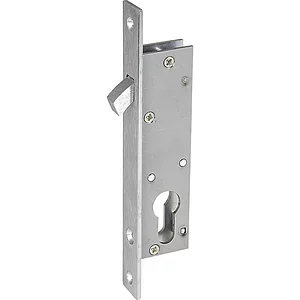 Schiebetürschloss mit Bogenriegel,PZ,DM 20,Stulp 176x20x3 eckig,silber verzinkt