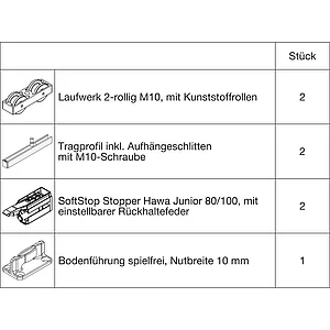 HAWA Junior 100/B Beschlagset Holz SoftStop (30225)