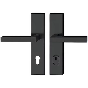 SH-Drückergarnitur MALMÖ-auf Schild, ÖNORM, PZ88, mit Kzs. schwarz