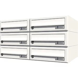 JU Hausbrieffachanlage 6-teilig, 600 x 330 x 380 mm, Stahl weiß RAL 9016