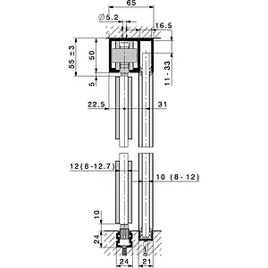 HAWA Junior 120/GP Laufschienenset Festverglasung L=4000 mm silber eloxiert