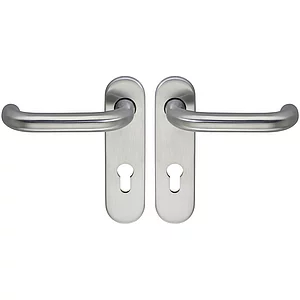 ECO Drückergarnitur D110/KS mit Kurzschild PZ 72, TS 40-66 mm silber eloxiert