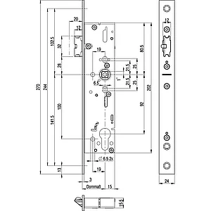BKS Fluchttürschloss 1911 2-flg. selbstverriegelnd, eckig,DM 35, Edelstahl